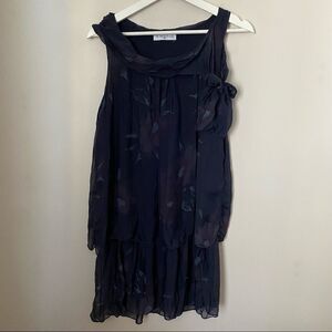 La Fille du Couturier Dress Paris Sleeveless Floral Silk Bow Ruffles Cocktail